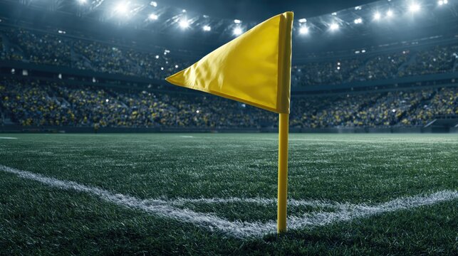 Dynamic soccer match stadium with vacant sponsor board