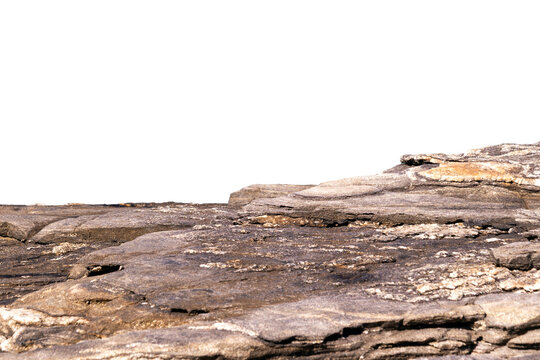 Coastal rock formation, irregular surface, natural texture in earthy tones, erosion marks, transparent background; for graphic design projects and geological landscapes of the Brazilian coast.