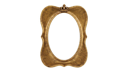 Fototapeta premium Curvy vintage gold picture frame topped with a royal crown on a transparent background