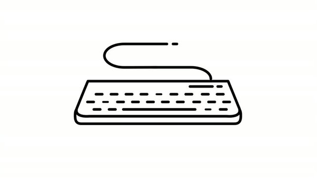 Keyboard animated icon showing wired computer board with keys outline