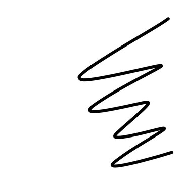 Abstract hand drawn black zigzag line with curved angles isolated on a white background