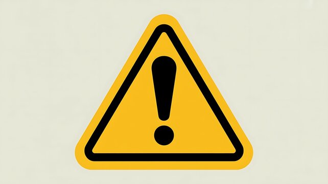 Yellow triangular warning sign with black exclamation mark indicating caution or danger. 