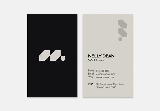 Minimal Vertical Corporate Business Card Template with Monogram Logo Design