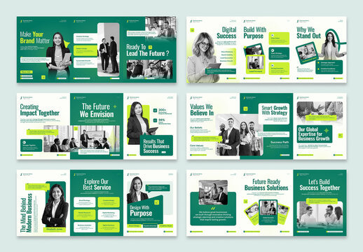 Green and Yellow Modern Business Social Media Carousel Post Template for Marketing