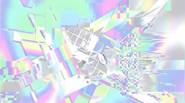Abstract iridescent background with vibrant colors and glitch effect for modern design