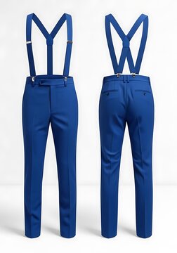 mockup of a royal blue color suspender pants