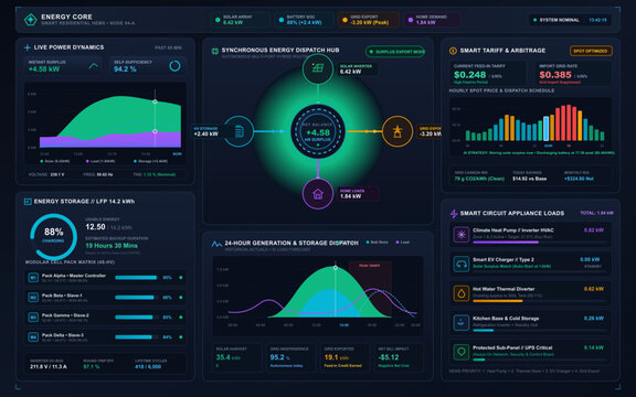Smart home energy management dashboard with power analytics