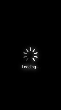 Digital loading spinner animation on black background, for user interface, and web development progress