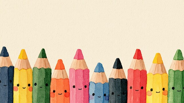 Cute colored pencils background perfect for continuous learning and growth
