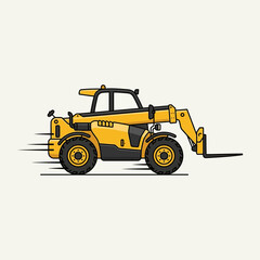 Fototapeta premium Vector Illustration Of A Fast Telehandler Machine In Motion