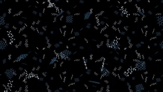 Graphene Nanoplatelets PET loop tile falling with alpha. This Polyethylene terephthalate and graphene footage with an alpha channel is loopable and tileable and can create an endless background.