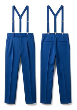 mockup of a cobalt blue color suspender pants