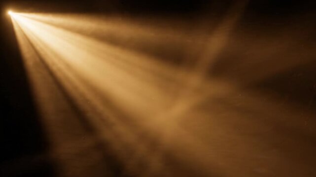 Golden Spotlight Beam Atmospheric Haze, Dramatic Light, Bright Ray, Mystical Shine, Golden Beam, Piercing Darkness, Hopeful Discovery, Awe Inspiring Ambiance, Vibrant Illumination, Sense Wonder