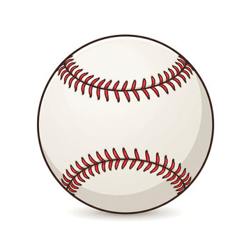 Realistic baseball ball vector illustration with red stitching for sports graphics.