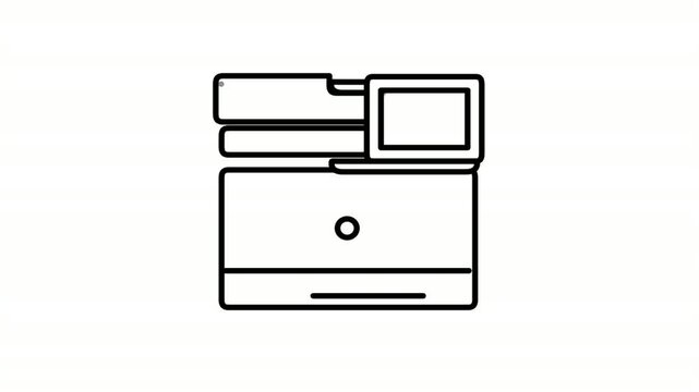 printer animated icon showing office multifunction copier machine outline