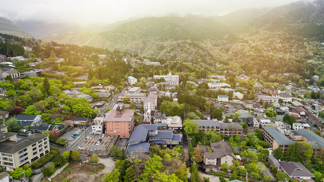 Gora Hakone Japan aerial panorama of mountains hot springs ryokans