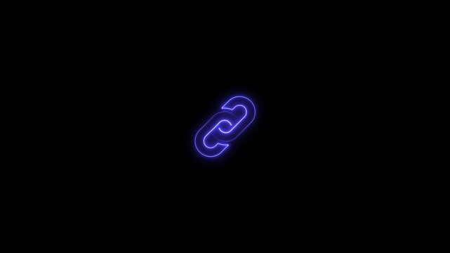 Neon glowing link animation for digital connectivity and web interface hyperlink