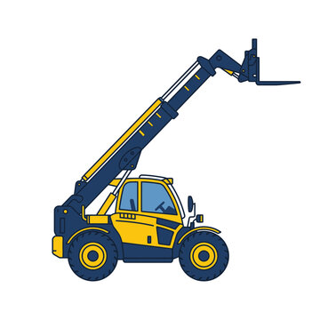 Modern Telescopic Handler Forklift Machine Illustration For Industry And Construction Projects