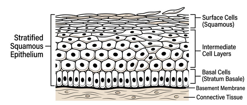 Stratified Squamous Epithelium Cross Section Isolated
