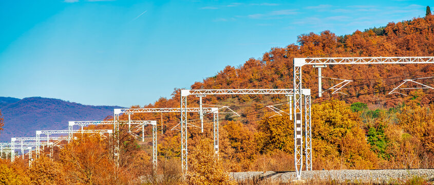 High-Speed Train Railway near a Construction Site