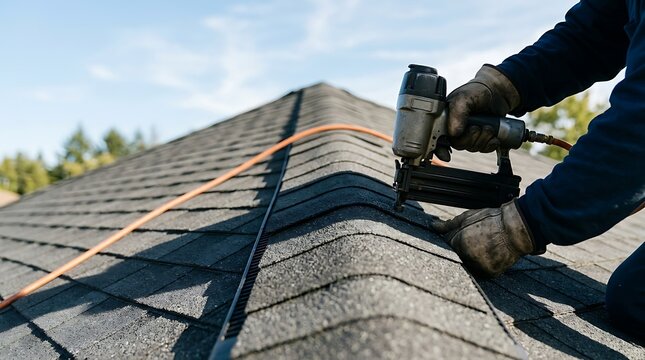 Professional Technician Installing Solar Panels on Residential Roof