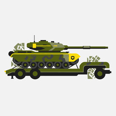 Fototapeta premium Military Tank Transported On Flatbed Trailer