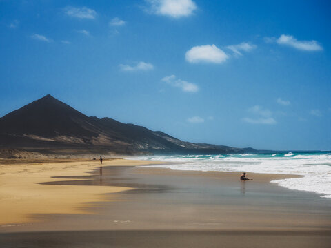 Coastal Landscape of Cofete Beach with Mountain View