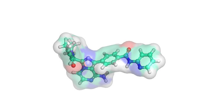 Acalabrutinib, selective Bruton's tyrosine kinase inhibitor for chronic lymphocytic leukemia and mantle cell lymphoma, 3D molecule 4K