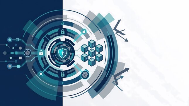 AI Fraud Detection and Cybersecurity Technology Concept with Blockchain and Shield