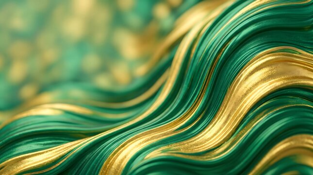Holiday, Waves, Artistic green, gold Christmas waves background Flowing wavy special effect emerald and yellow abstract waves fantasy backdrop