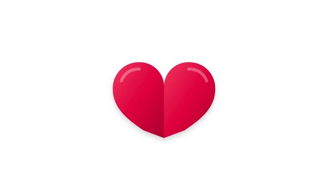 Dramatic animated motion of a vibrant red heart breaking apart into two pieces