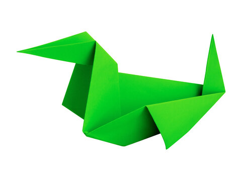 green origami bird