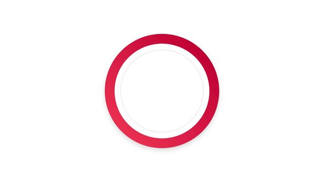 Red progress ring loading animation graphic displaying circular motion cycles for digital user interface elements on white screen video footage