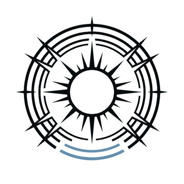 Abstract Compass Rose Sun Symbol Vector Graphic