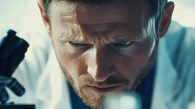 A focused scientist intently studying a piece of paper with critical data in a lab setting.