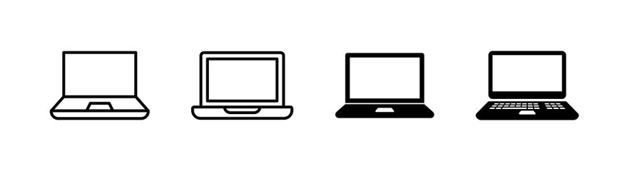 Fototapeta premium Laptop icon design, set of 4 styles, notebook computer or desktop PC
