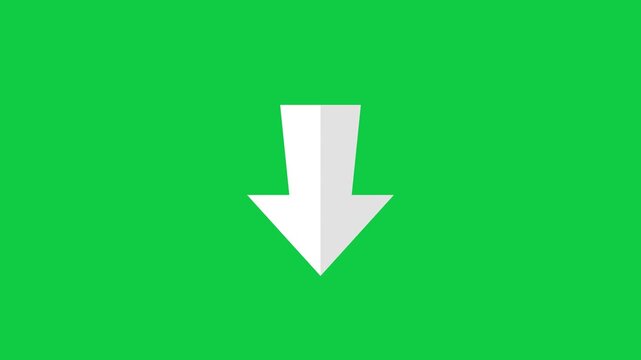 White down arrow symbol pulsing on vibrant green background creates smooth motion loop for digital media user interface animation project