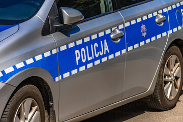 Polish Police Car at Accident Scene Security © dominikspalek.pl