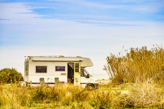 Camper rv on beach coast