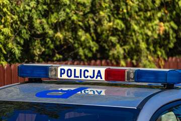Police Car Roof Lights at an Accident Scene in Poland © dominikspalek.pl