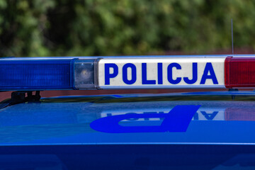 Police Car Roof Lights at an Accident Scene in Poland © dominikspalek.pl