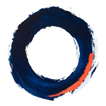 Navy blue circular brush stroke with coral accent isolated on transparent background