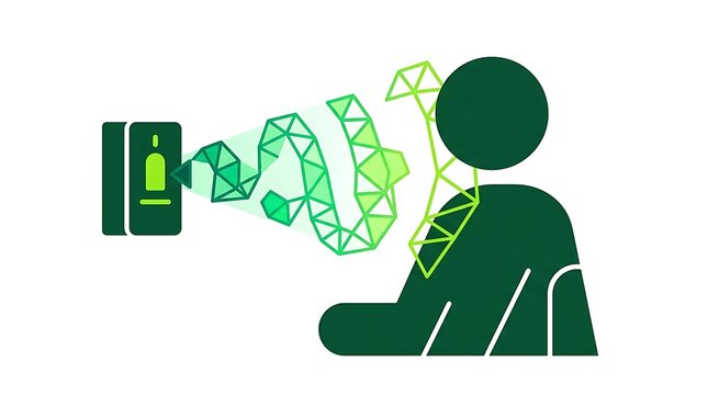 Biometric Scan and Data Transfer Technology Illustration.