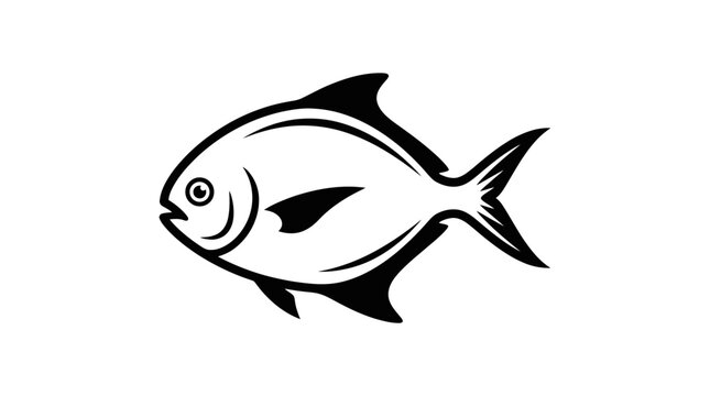 Stylized black silhouette of a tropical pompano fish.