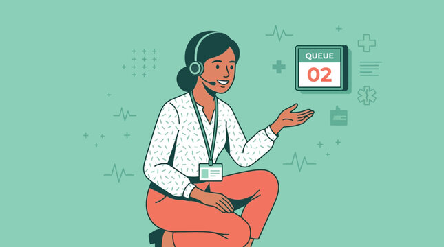 Healthcare Support Agent with Queue Number 02 Isolated Transparent Background