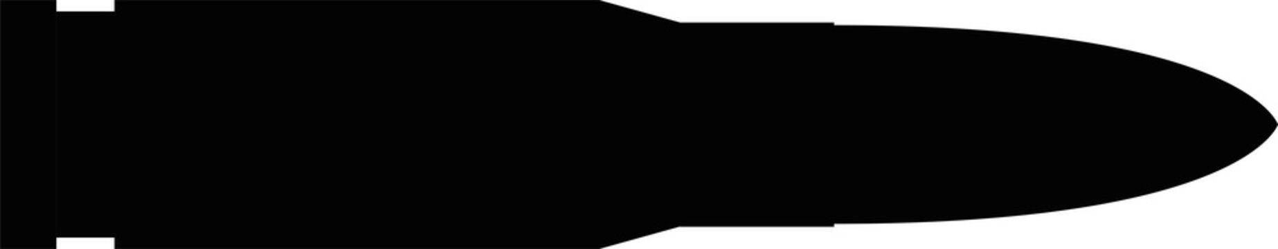 Black Bullet Cartridge Silhouette Icon on Transparent Background