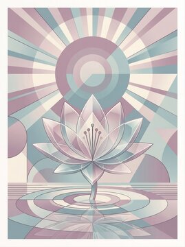 Abstract pastel geometric lotus flower burst background design