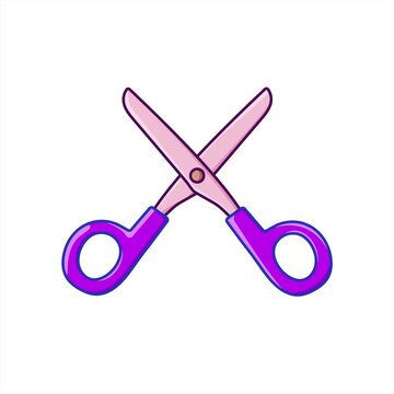 Motion graphic of purple scissors in motion cutting