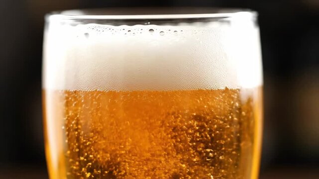 Czech wheat beer drink with slow rotation shot cloudy foam texture