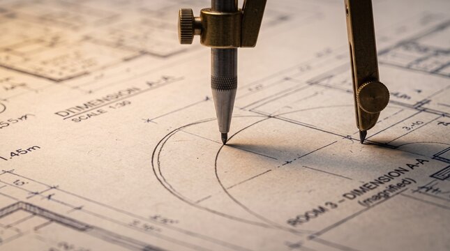 Technical Drawing, Architecture Plans, Construction Site, Illustration, Detailed, Close-up, Engineering Concepts